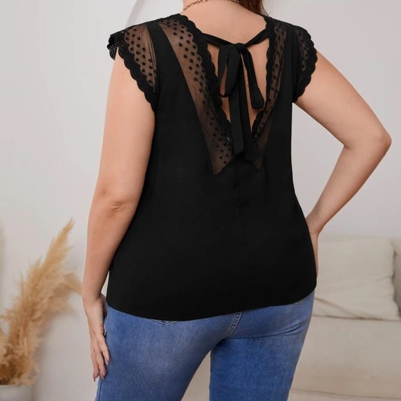 Plus Swiss Dot Ruffle Blouse - Picture 7 of 14